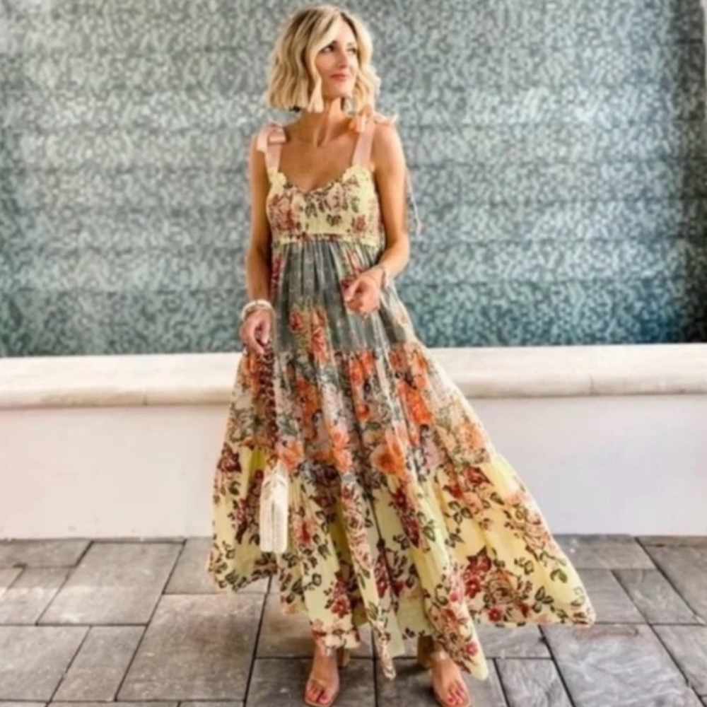 Free People Bluebell Tie Ribbon Maxi Dress Size Small. - Picture 5 of 14